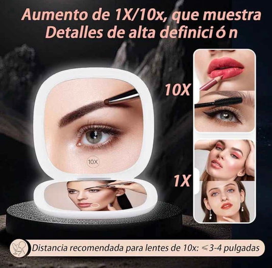 Espejo de Maquillaje Portátil con Luz LED